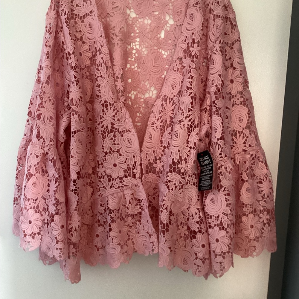 Denim 24/7 Pink Floral Crochet Cardigan